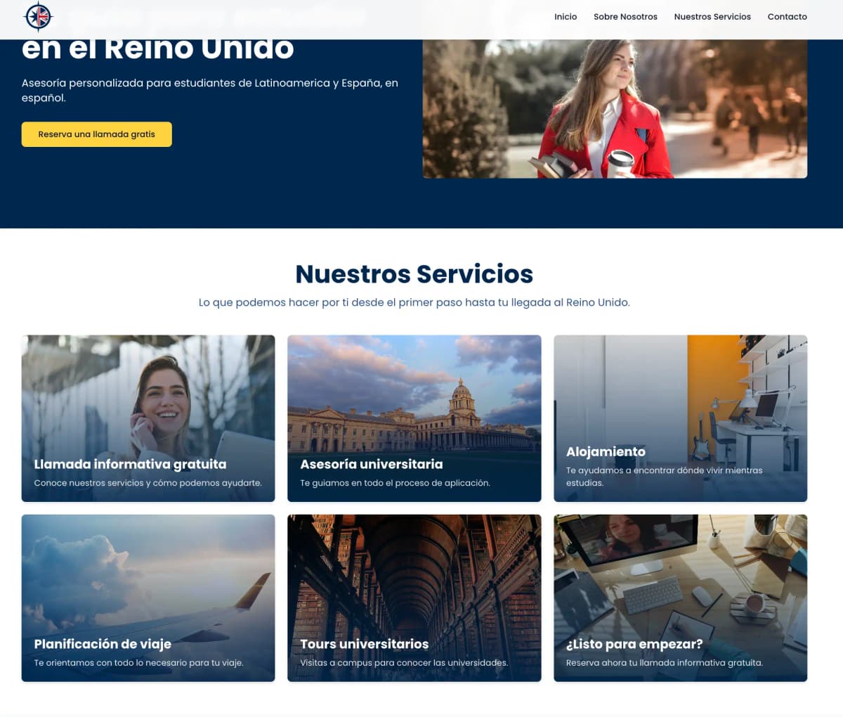 Screenshot of Brújula Education Website project
