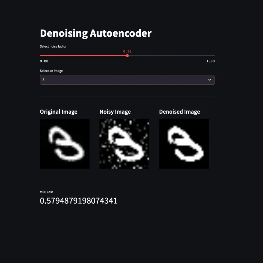 Screenshot of Denoising Autoencoder project