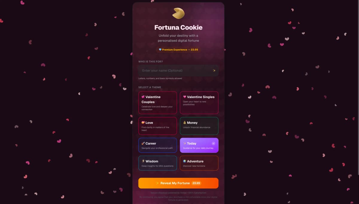 Screenshot of Fortuna Cookie project