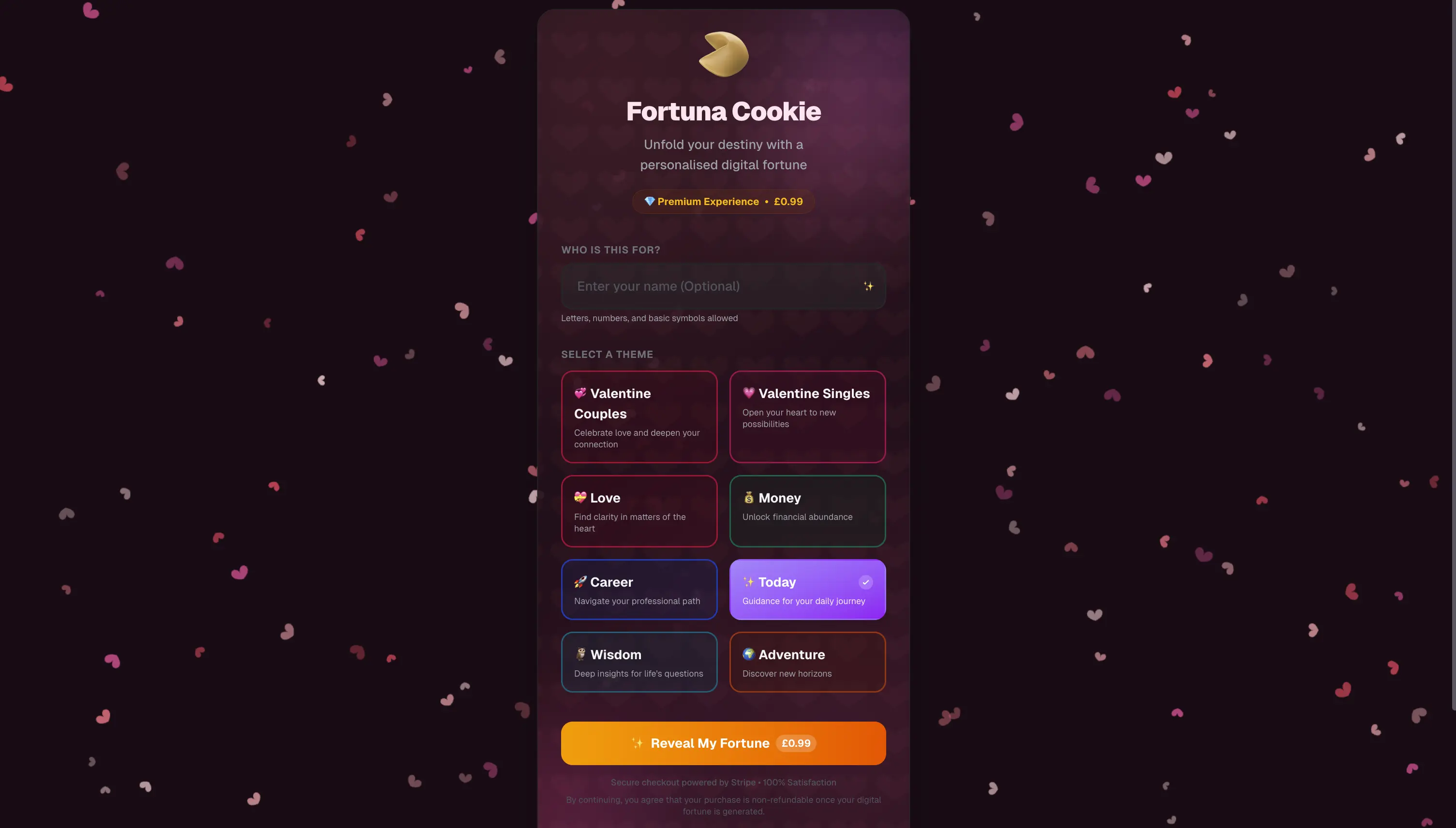 Screenshot of Fortuna Cookie project
